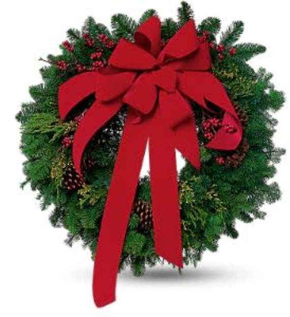 Wreath with Red Velvet Bow
