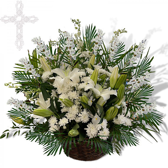 Whimsical White Lilies Basket
