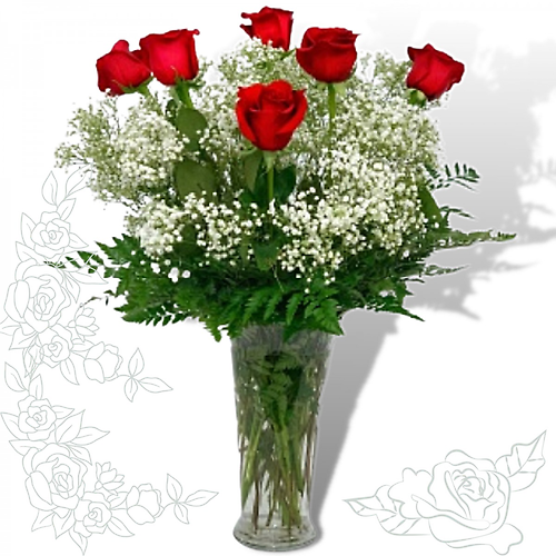 Half Dozen Medium Stem Red Roses