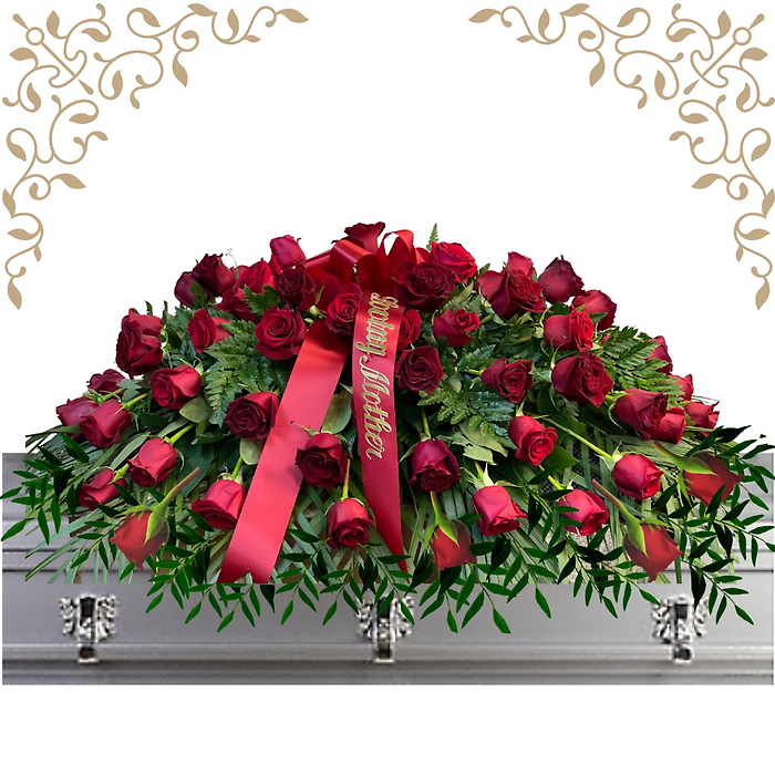 Radiant Red Rose Casket Spray